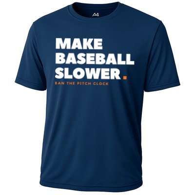 MAKE BASEBALL SLOWER Ban The Pitch Clock Humor Funny Cooling Performance Crew T-Shirt