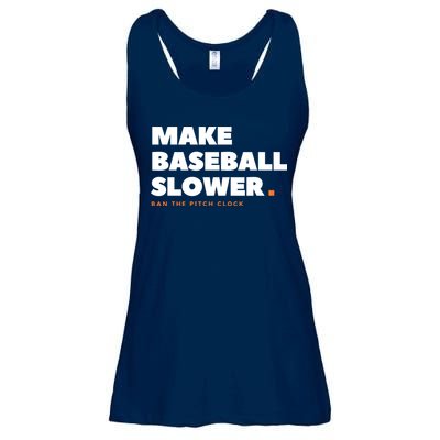 MAKE BASEBALL SLOWER Ban The Pitch Clock Humor Funny Ladies Essential Flowy Tank
