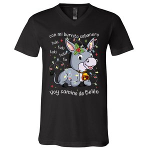 Mi Burrito Sabanero Mexican Tuki Tuki Donkey Latino Xmas Swea V-Neck T-Shirt