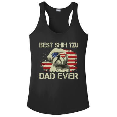 Men Best Shih Tzu Dad Ever T Dog Lover American Flag Gift Ladies PosiCharge Competitor Racerback Tank