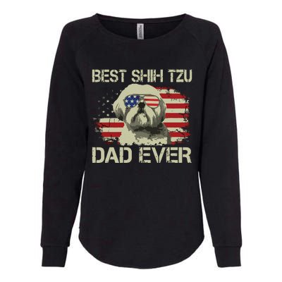 Men Best Shih Tzu Dad Ever T Dog Lover American Flag Gift Womens California Wash Sweatshirt