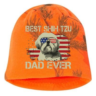 Men Best Shih Tzu Dad Ever T Dog Lover American Flag Gift Kati - Camo Knit Beanie