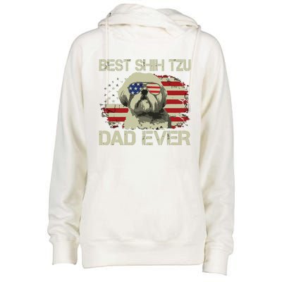 Men Best Shih Tzu Dad Ever T Dog Lover American Flag Gift Womens Funnel Neck Pullover Hood