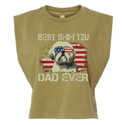 Men Best Shih Tzu Dad Ever T Dog Lover American Flag Gift Garment-Dyed Women's Muscle Tee