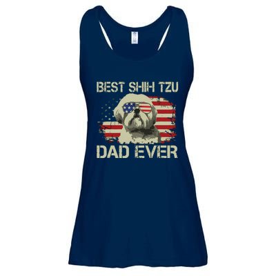 Men Best Shih Tzu Dad Ever T Dog Lover American Flag Gift Ladies Essential Flowy Tank