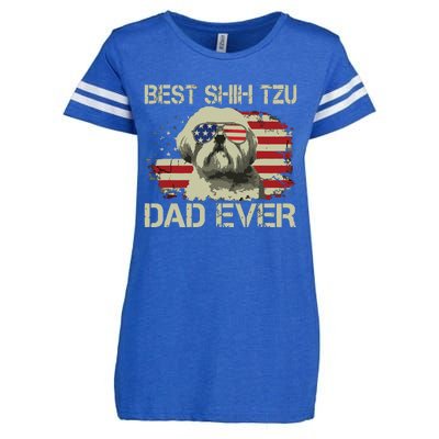 Men Best Shih Tzu Dad Ever T Dog Lover American Flag Gift Enza Ladies Jersey Football T-Shirt