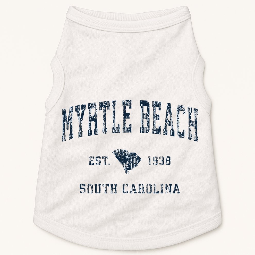Myrtle Beach South Carolina Vintage Sports Design Print Doggie Tank