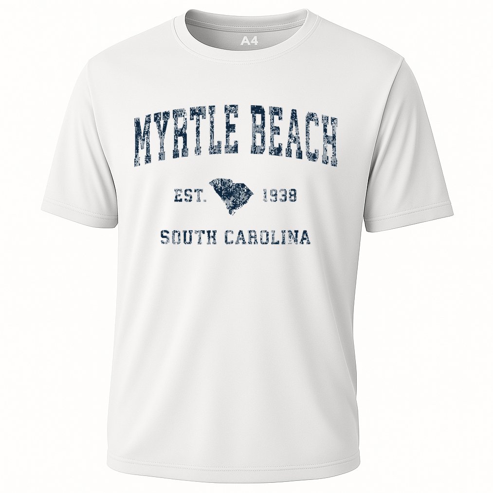Myrtle Beach South Carolina Vintage Sports Design Print Performance Shirt