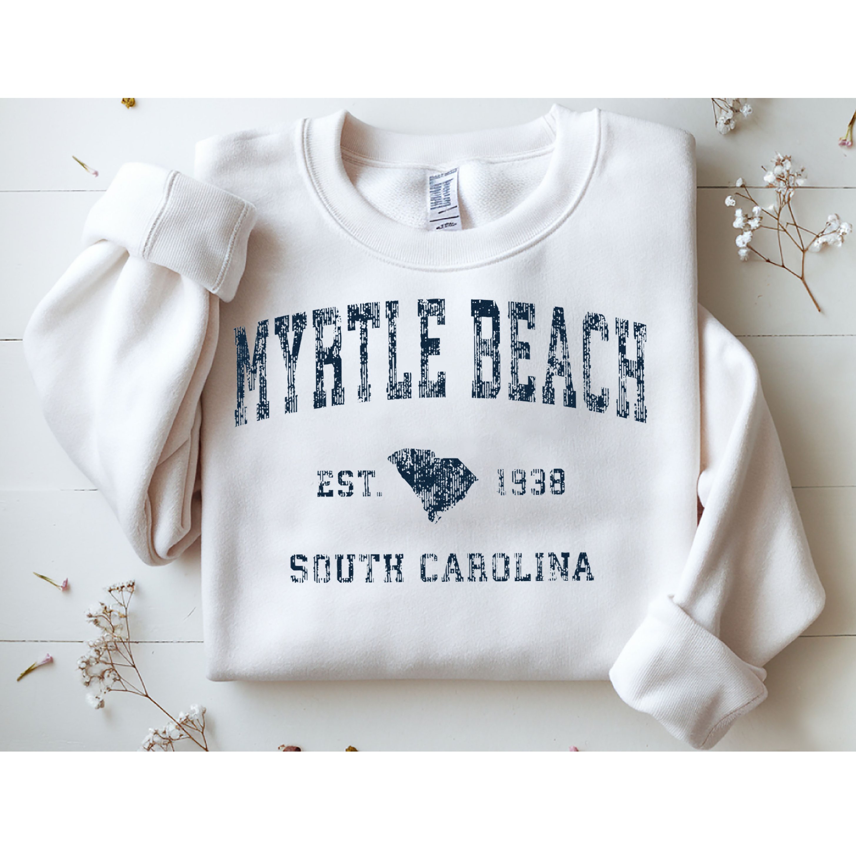 Myrtle Beach South Carolina Vintage Sports Design Print Sweatshirt