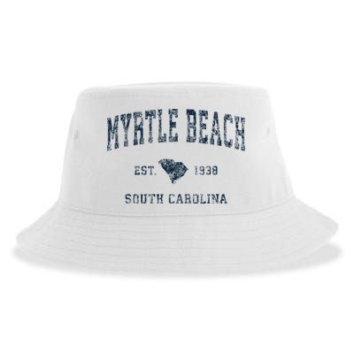 Myrtle Beach South Carolina Vintage Sports Design Print Sustainable Bucket Hat