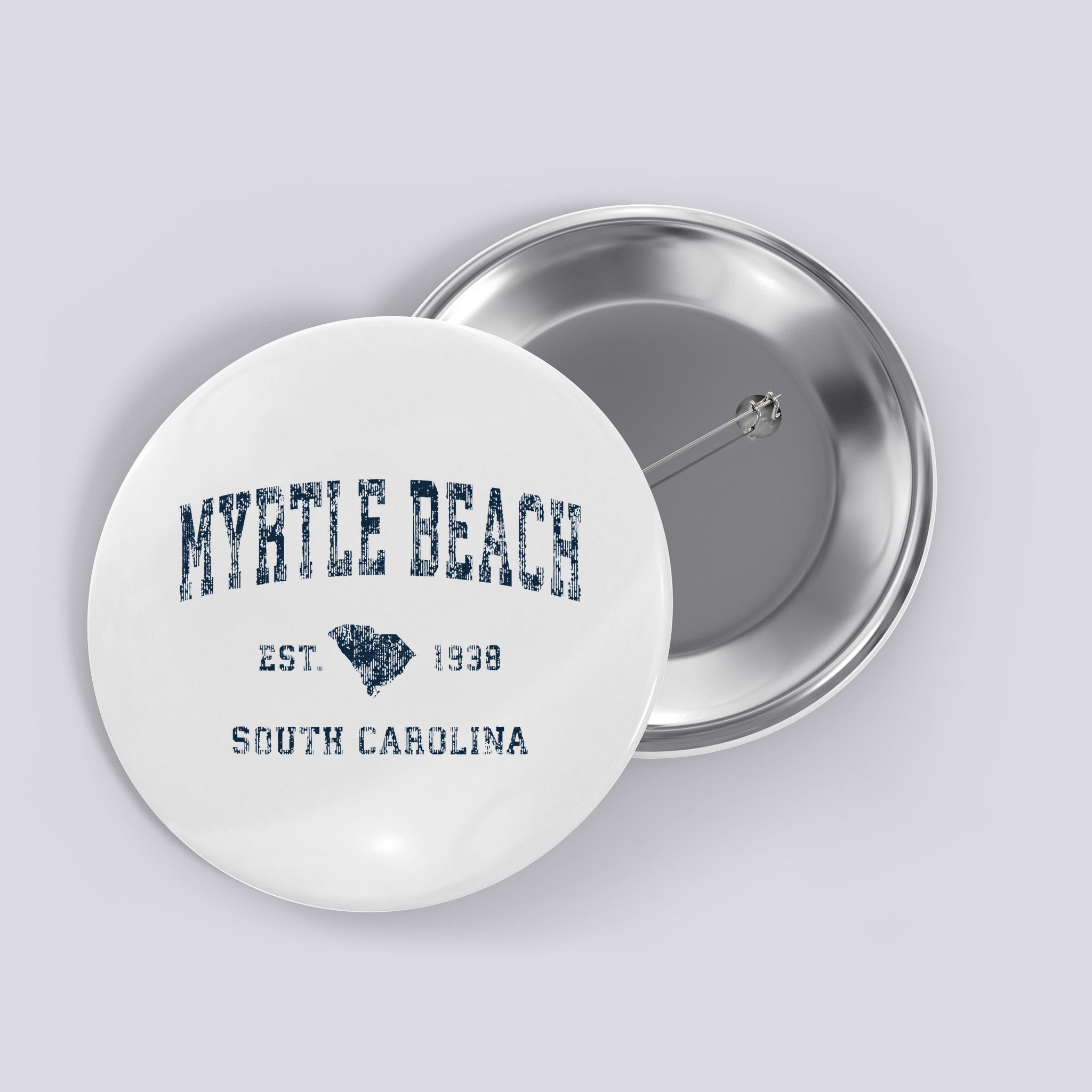 Myrtle Beach South Carolina Vintage Sports Design Print Button