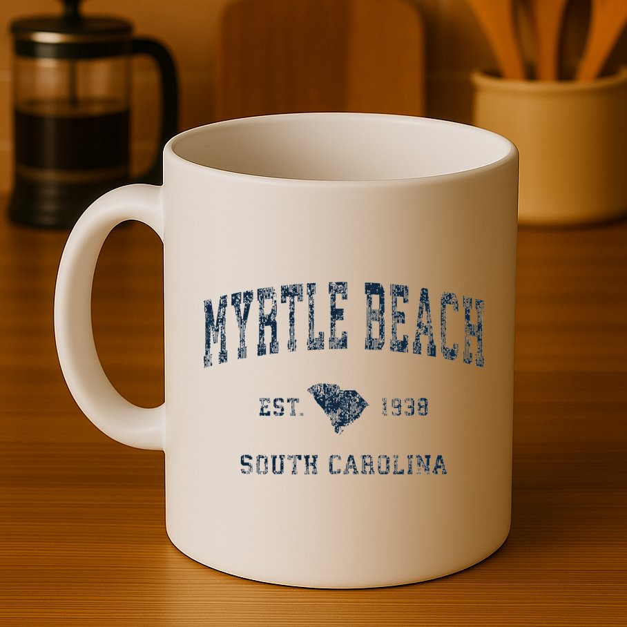 Myrtle Beach South Carolina Vintage Sports Design Print Mug