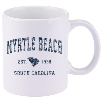Myrtle Beach South Carolina Vintage Sports Design Print 11oz C Handle Ceramic Mug