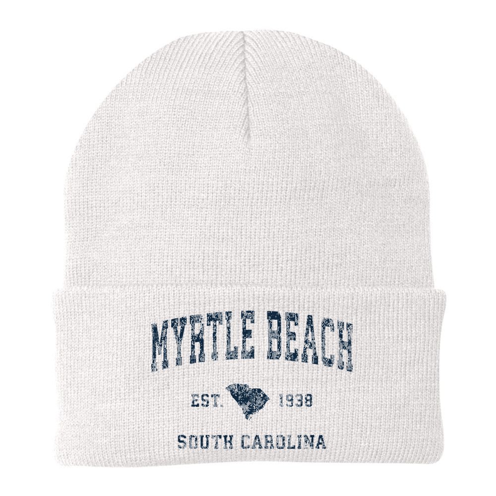 Myrtle Beach South Carolina Vintage Sports Design Print Beanie