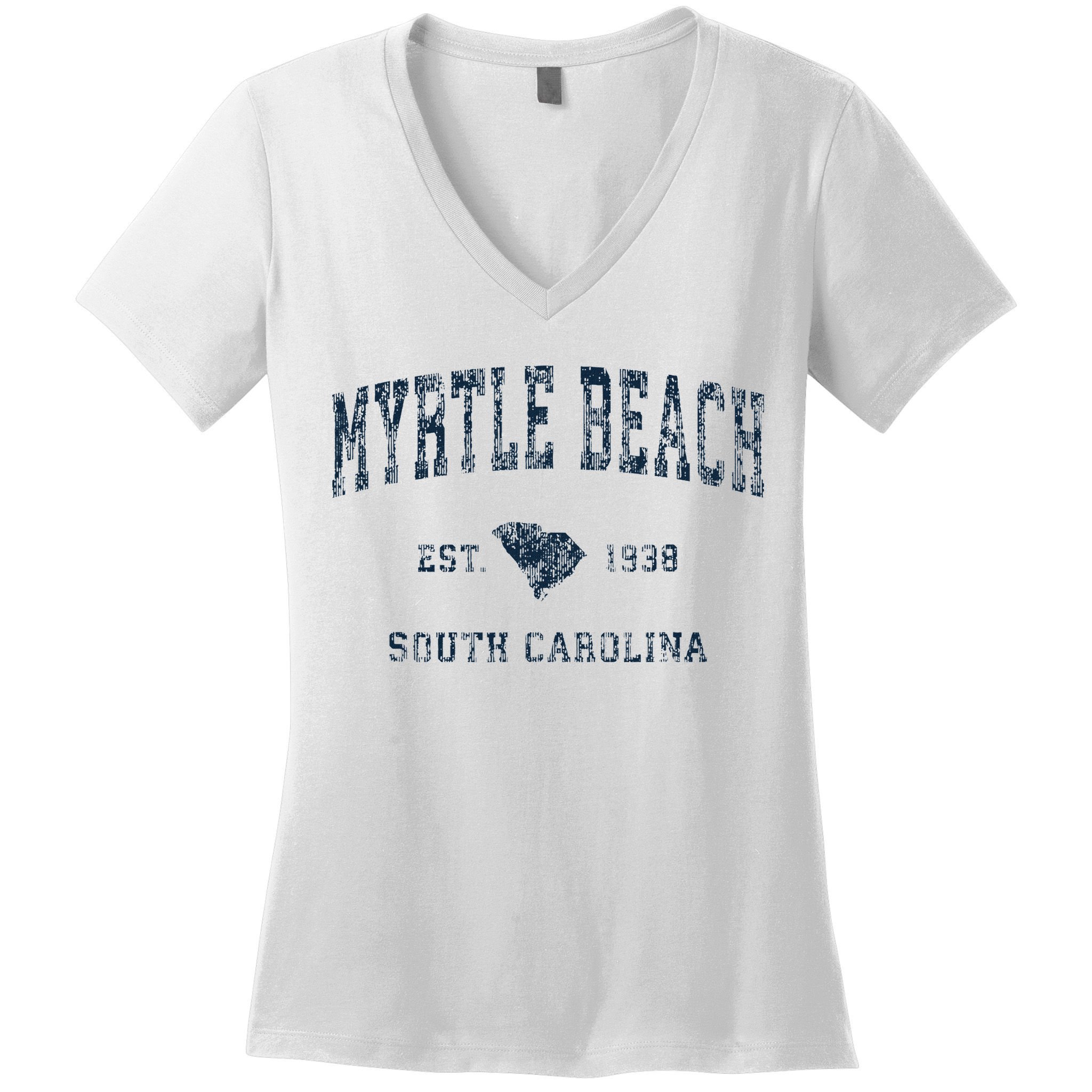 Myrtle Beach South Carolina Vintage Sports Design Print Women's V-Neck T-Shirt