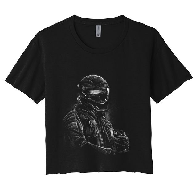 Motorcycle Biker Sketch Crop Top