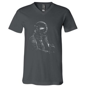 Motorcycle Biker Sketch V-Neck T-Shirt