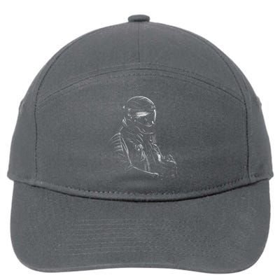 Motorcycle Biker Sketch 7-Panel Snapback Hat