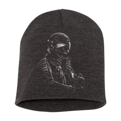 Motorcycle Biker Sketch Short Acrylic Beanie