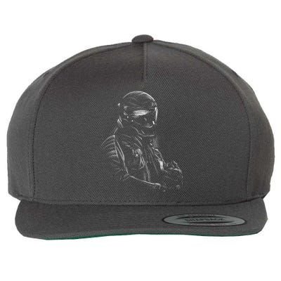 Motorcycle Biker Sketch Wool Snapback Cap