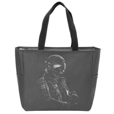 Motorcycle Biker Sketch Zip Tote Bag