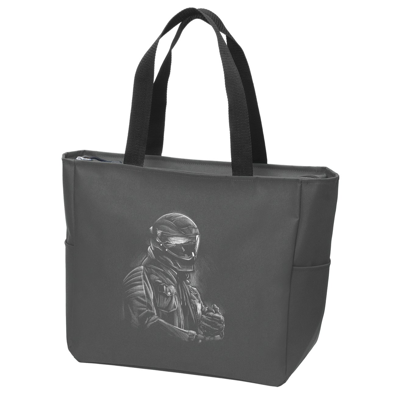 Motorcycle Biker Sketch Zip Tote Bag