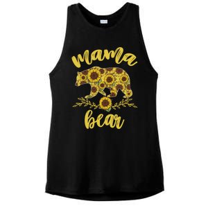 Mama Bear Sunflower Funny Mothers Day Gifts For Woman Mom Ladies PosiCharge Tri-Blend Wicking Tank