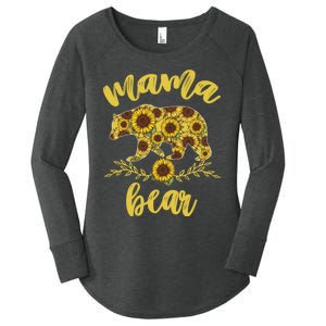 Mama Bear Sunflower Funny Mothers Day Gifts For Woman Mom Women's Perfect Tri Tunic Long Sleeve Shirt