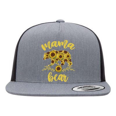 Mama Bear Sunflower Funny Mothers Day Gifts For Woman Mom Flat Bill Trucker Hat