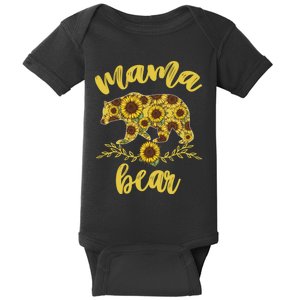 Mama Bear Sunflower Funny Mothers Day Gifts For Woman Mom Baby Bodysuit