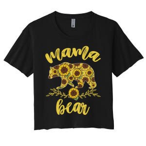 Mama Bear Sunflower Funny Mothers Day Gifts For Woman Mom Women's Crop Top Tee