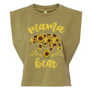 Mama Bear Sunflower Funny Mothers Day Gifts For Woman Mom Garment-Dyed Women's Muscle Tee