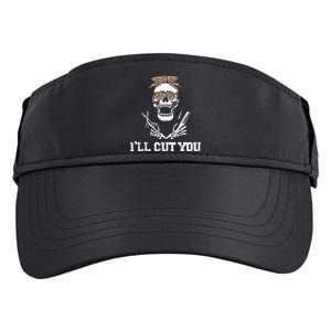 Messy Bun Skull Leopard Hairdresser I'll Cut You Halloween Adult Drive Performance Visor