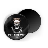 Messy Bun Skull Leopard Hairdresser I'll Cut You Halloween Magnet