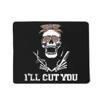 Messy Bun Skull Leopard Hairdresser I'll Cut You Halloween Mousepad