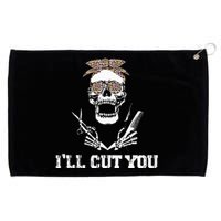 Messy Bun Skull Leopard Hairdresser I'll Cut You Halloween Grommeted Golf Towel