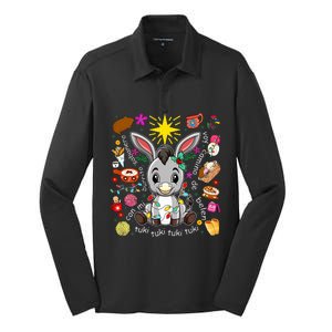 Mi Burrito Sabanero Mexican Tuki Tuki Donkey Latino Xmas Silk Touch Performance Long Sleeve Polo