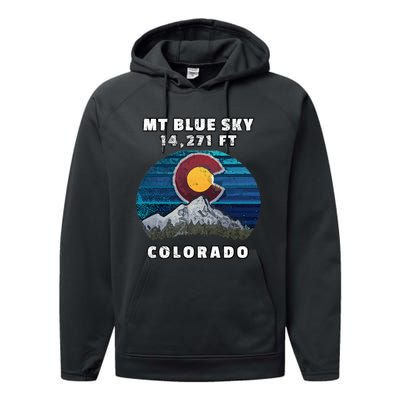 Mt Blue Sky Colorado Flag Mountain Styled Performance Fleece Hoodie