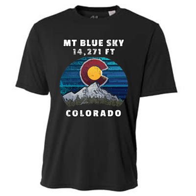 Mt Blue Sky Colorado Flag Mountain Styled Cooling Performance Crew T-Shirt