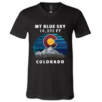 Mt Blue Sky Colorado Flag Mountain Styled V-Neck T-Shirt