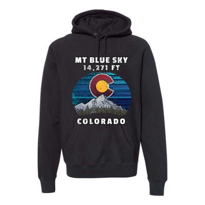 Mt Blue Sky Colorado Flag Mountain Styled Premium Hoodie