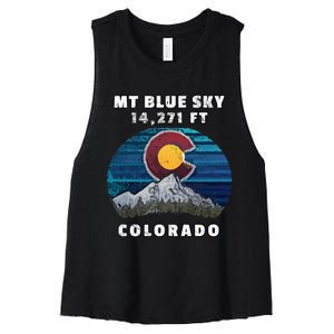 Mt Blue Sky Colorado Flag Mountain Styled Women's Racerback Cropped Tank