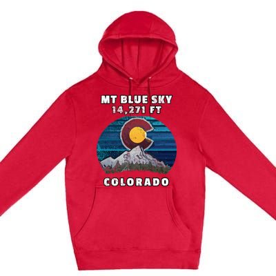 Mt Blue Sky Colorado Flag Mountain Styled Premium Pullover Hoodie