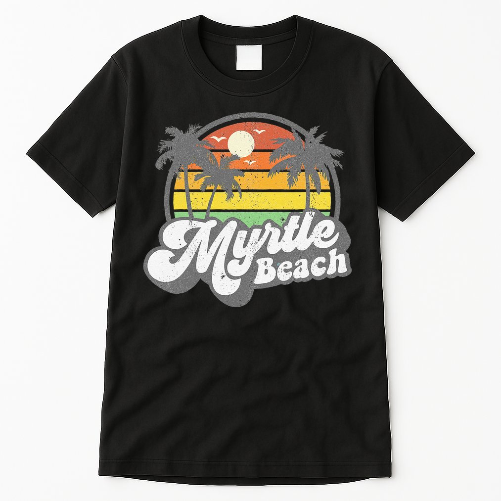 Myrtle Beach South Carolina Retro 70s Vintage Vacation Gift Tall T-Shirt