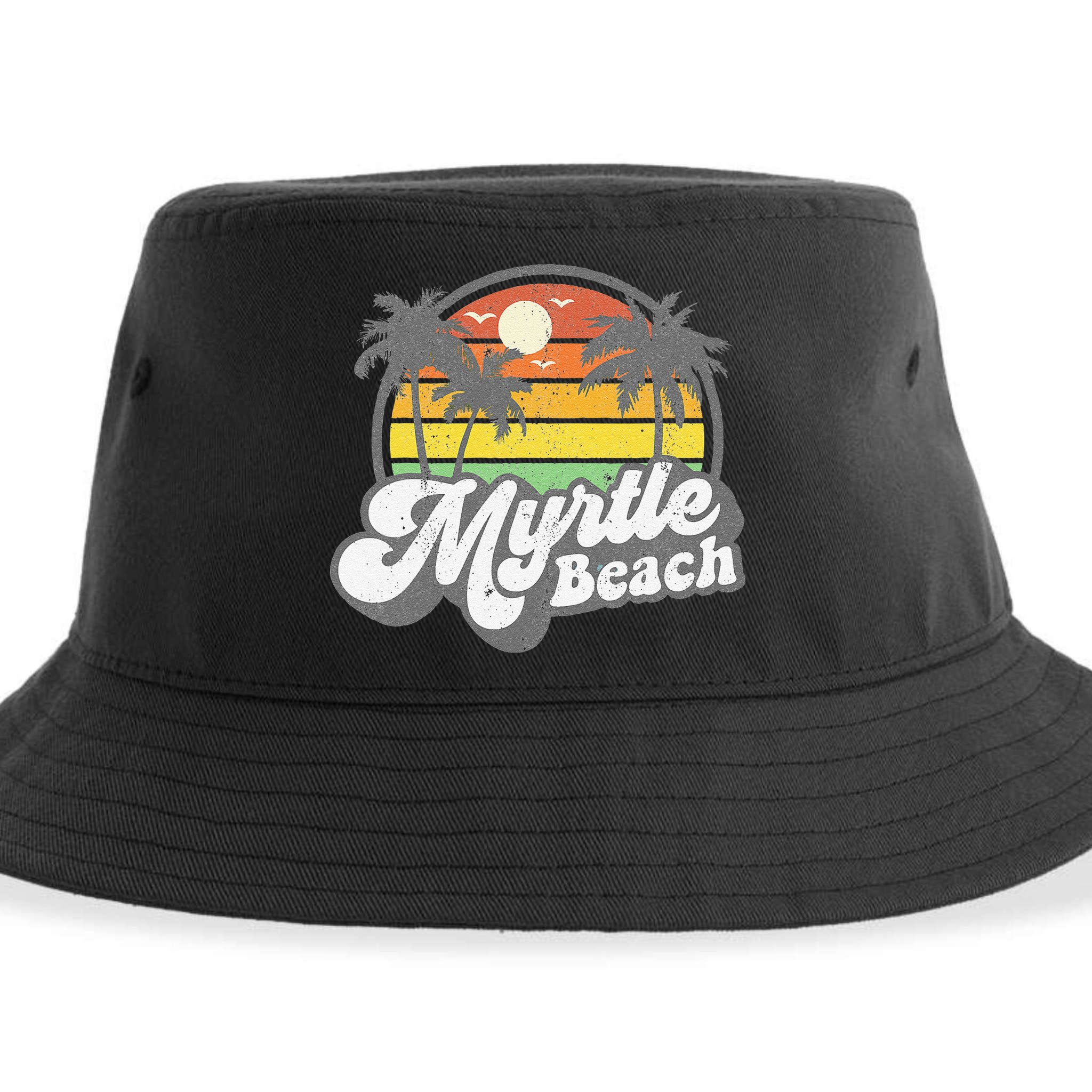 Myrtle Beach South Carolina Retro 70s Vintage Vacation Gift Sustainable Bucket Hat