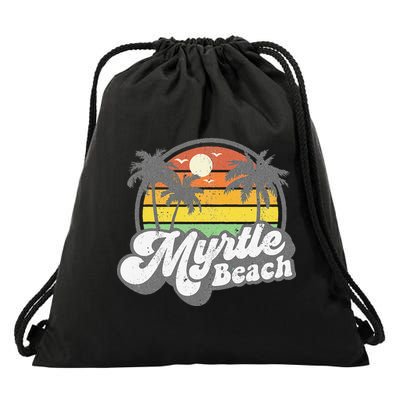 Myrtle Beach South Carolina Retro 70s Vintage Vacation Gift Drawstring Bag