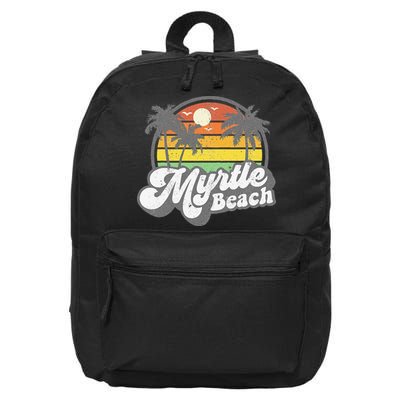 Myrtle Beach South Carolina Retro 70s Vintage Vacation Gift 16 in Basic Backpack