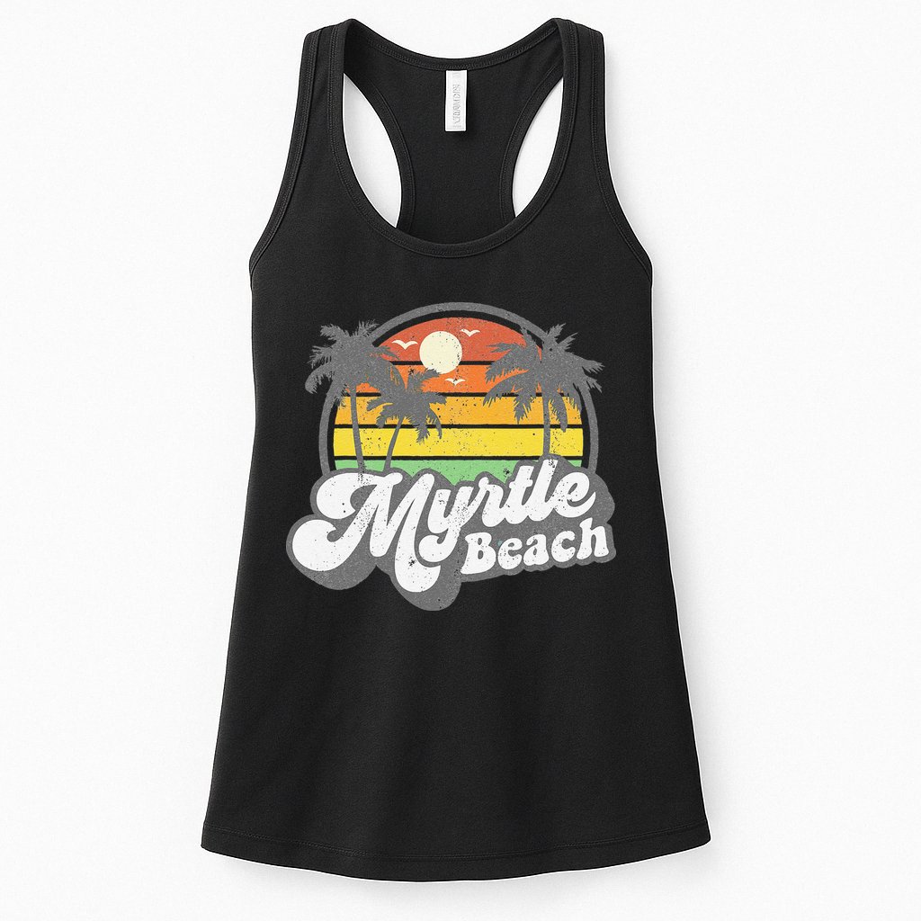 Myrtle Beach South Carolina Retro 70s Vintage Vacation Gift Womens Tank Top