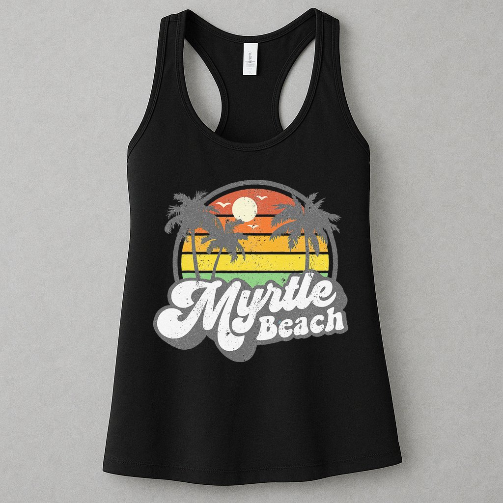 Myrtle Beach South Carolina Retro 70s Vintage Vacation Gift Womens Tank Top