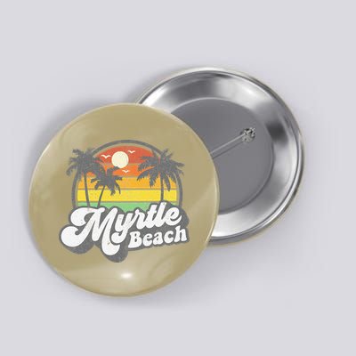 Myrtle Beach South Carolina Retro 70s Vintage Vacation Gift Button